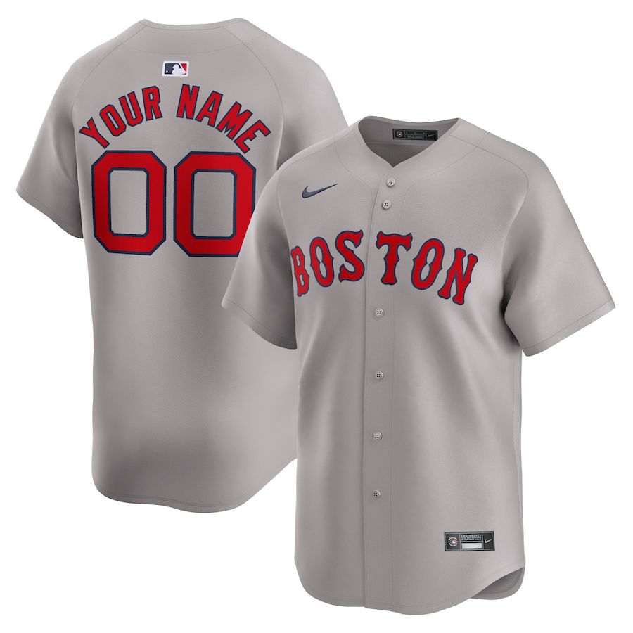 Men Boston Red Sox Nike Gray Away Limited Custom MLB Jersey
